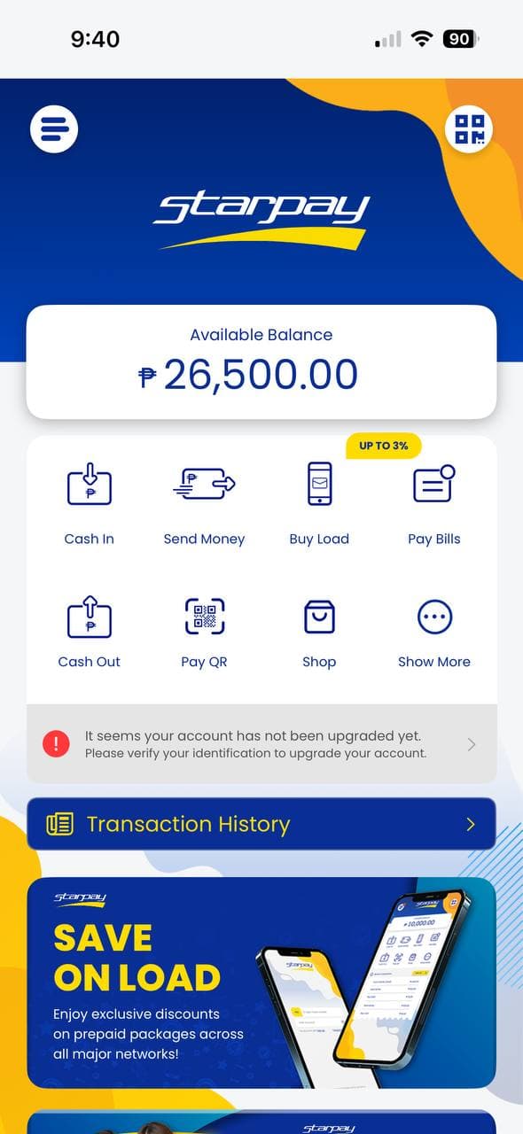 Screenshot of Starpay App