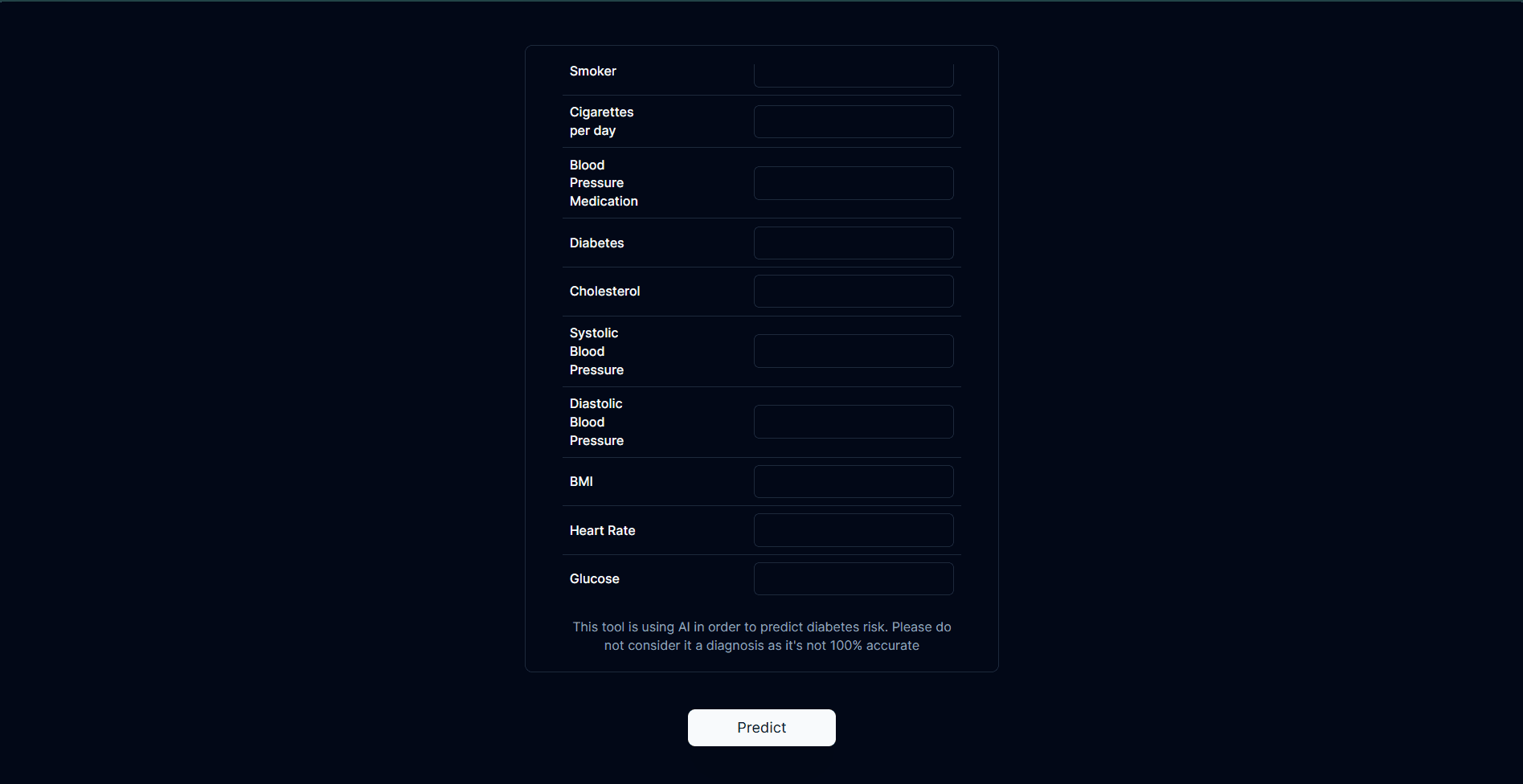 Screenshot of Heart Disease Risk Prediction