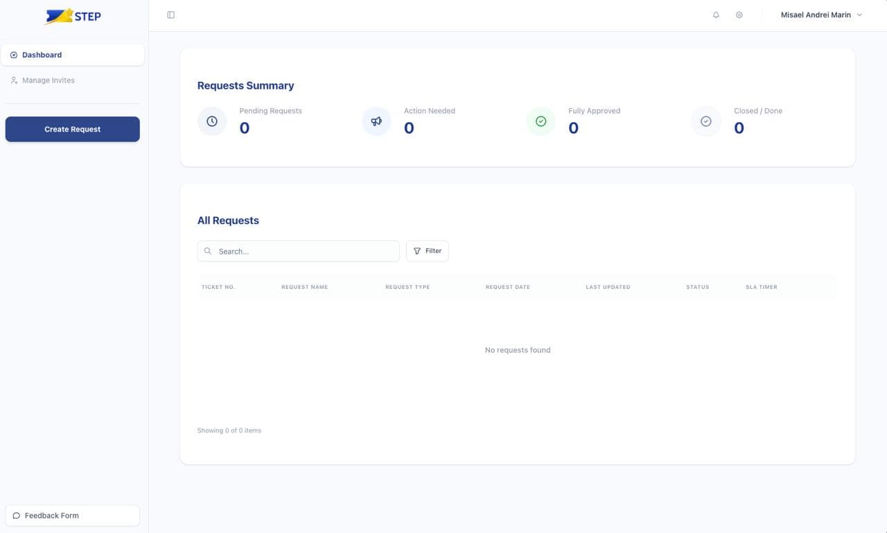 Screenshot of STEP (Starpay Ticketing and Endorsement Platform)
